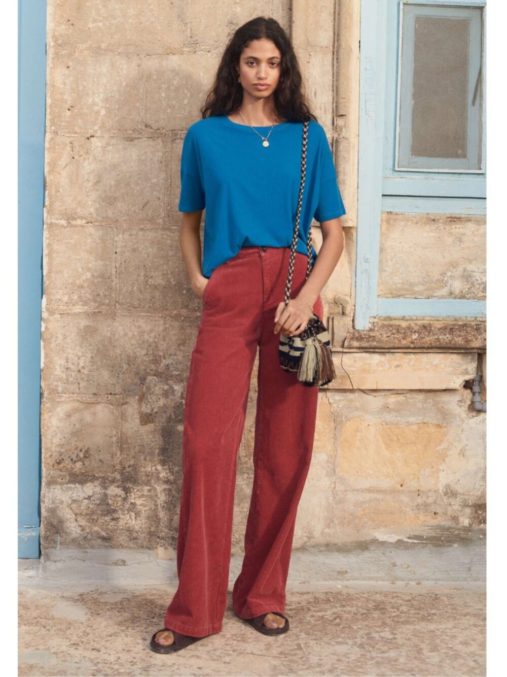 WRAP LONDON Cotton/Linen Corduroy Pants in Dusty Raspberry Size US 12